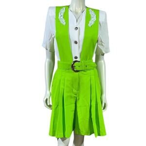 1960s Willy’s Influence Lime Green White Romper Playsuit size 8 Vintage Mod